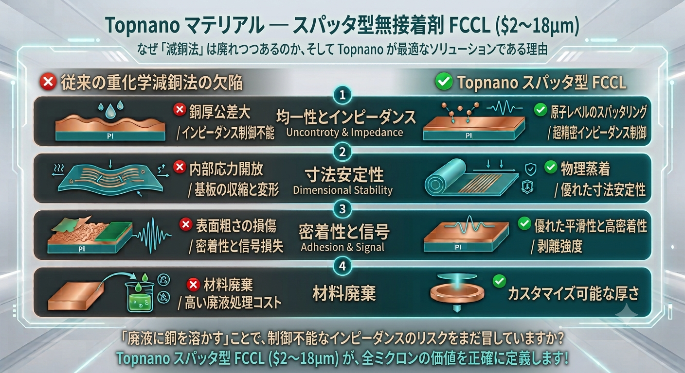 なぜ「減銅法」は淘汰されつつあるのか?今、Topnano's FCCLが最適な解決策である理由